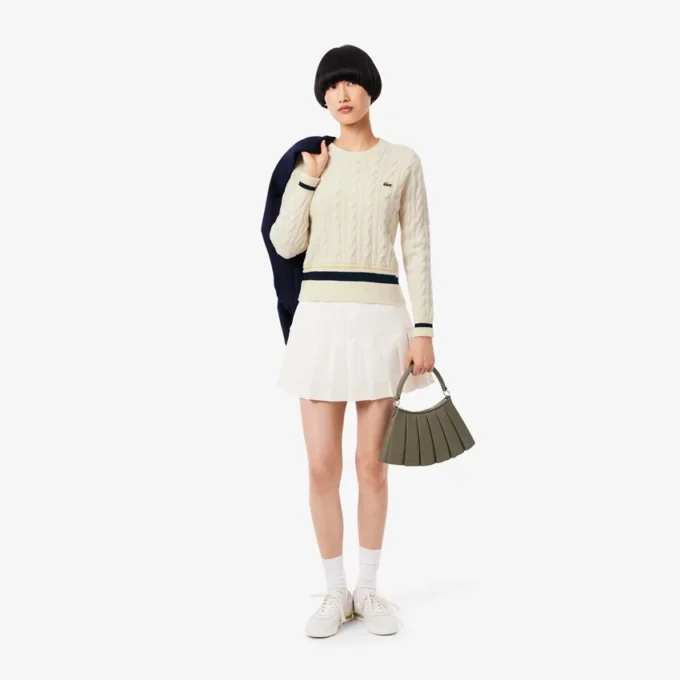 Pull en laine à mailles torsadées pour femme Pull en laine à mailles torsadées pour femme