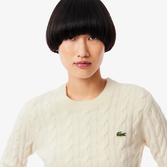 Pull en laine à mailles torsadées pour femme Pull en laine à mailles torsadées pour femme