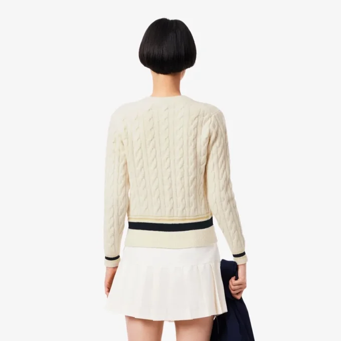 Pull en laine à mailles torsadées pour femme Pull en laine à mailles torsadées pour femme