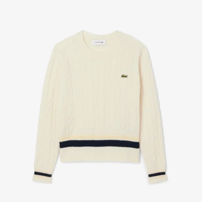 Pull en laine à mailles torsadées pour femme Pull en laine à mailles torsadées pour femme