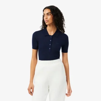 Pull en laine mérinos à col polo et côtes 3D