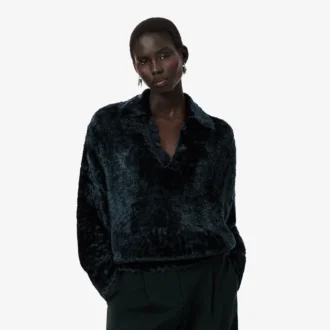 Pull en velours à col polo Runway