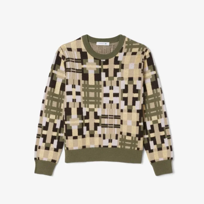 Pull graphique en laine à col rond pour femme Pull graphique en laine à col rond pour femme
