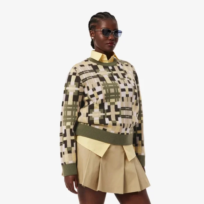 Pull graphique en laine à col rond pour femme Pull graphique en laine à col rond pour femme