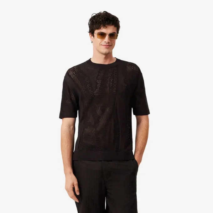 Pull imprimé à manches courtes et coupe décontractée Pull imprimé à manches courtes et coupe décontractée