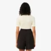 Pull à manches courtes en laine mérinos côtelée pour femme Pull à manches courtes en laine mérinos côtelée pour femme