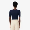 Pull à manches courtes en laine mérinos côtelée pour femme Pull à manches courtes en laine mérinos côtelée pour femme