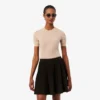 Pull à manches courtes en laine mérinos à côtes pour femme Pull à manches courtes en laine mérinos à côtes pour femme