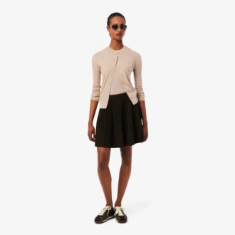 Pull à manches courtes en laine mérinos à côtes pour femme