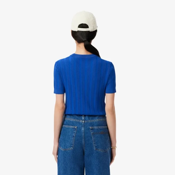 Pull à manches courtes en maille côtelée pour femme Pull à manches courtes en maille côtelée pour femme