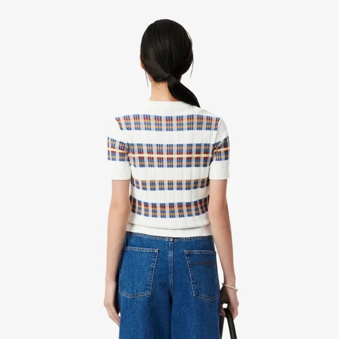 Pull à manches courtes en maille côtelée pour femme Pull à manches courtes en maille côtelée pour femme