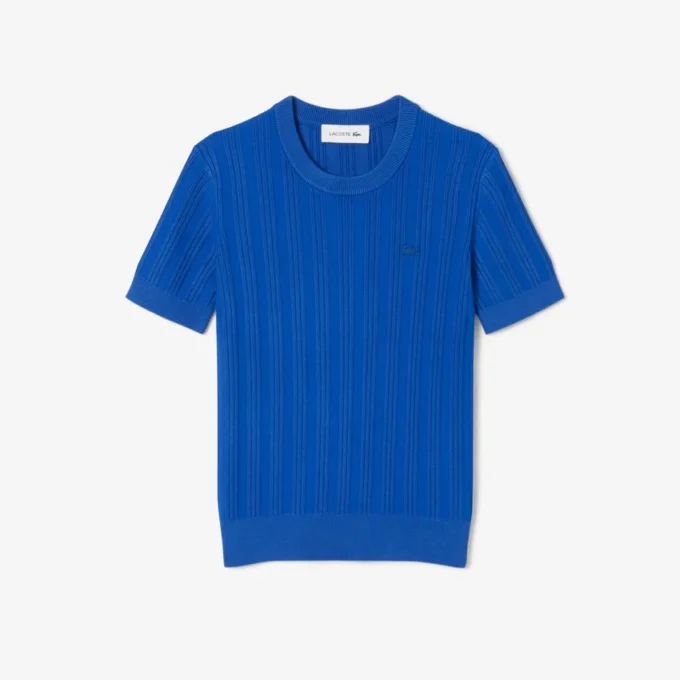 Pull à manches courtes en maille côtelée pour femme Pull à manches courtes en maille côtelée pour femme