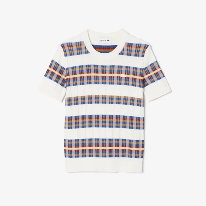 Pull à manches courtes en maille côtelée pour femme Pull à manches courtes en maille côtelée pour femme
