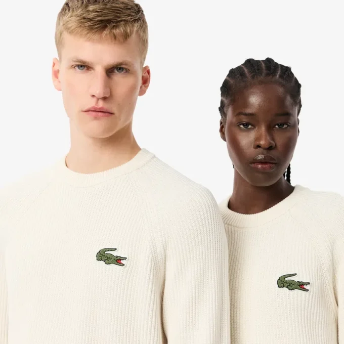 Pull unisexe en coton côtelé avec écusson
