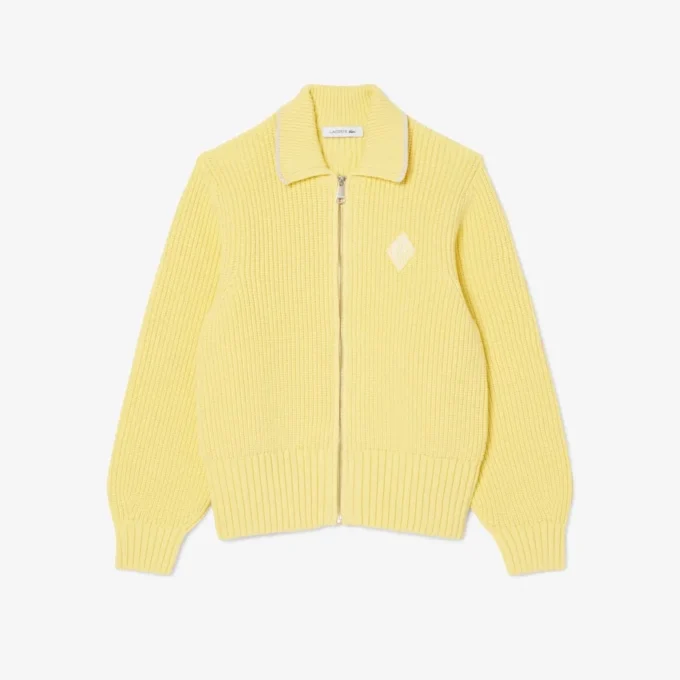 Pull zippé avec badge en coton Pull zippé avec badge en coton