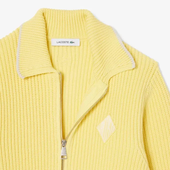 Pull zippé avec badge en coton Pull zippé avec badge en coton