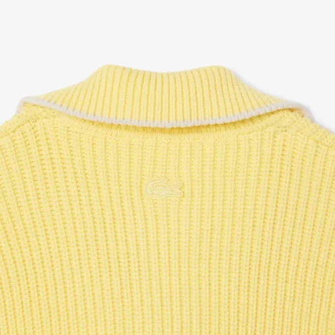 Pull zippé avec badge en coton Pull zippé avec badge en coton