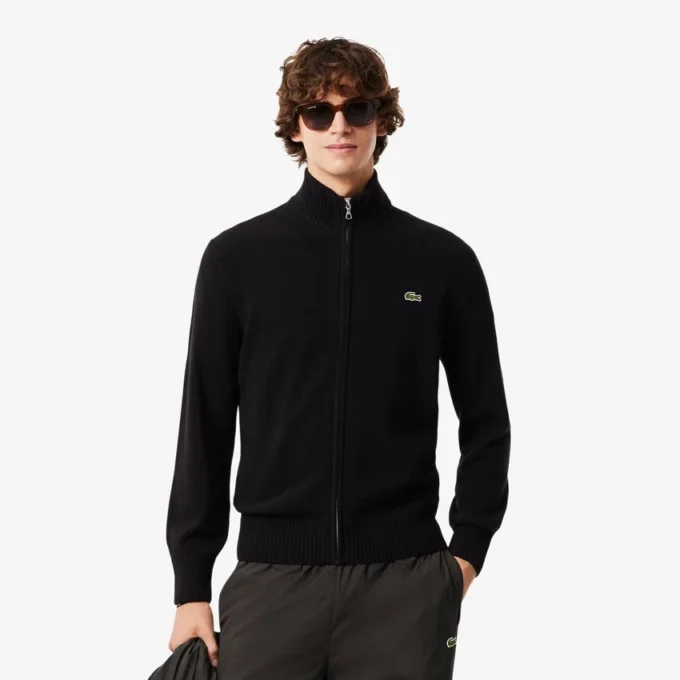 Pull zippé en laine pour homme