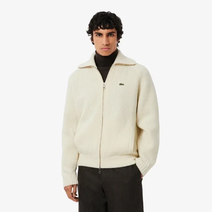 Pull zippé en laine pour homme