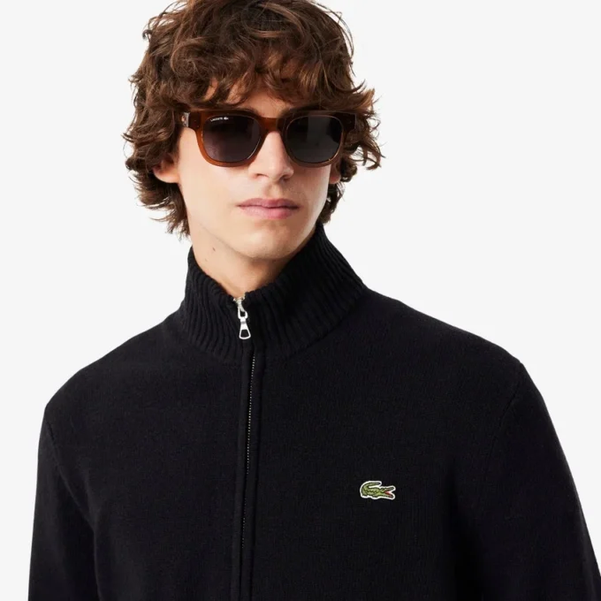 Pull zippé en laine pour homme