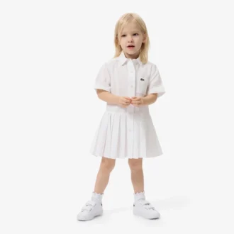 Robe chemise à plis en popeline