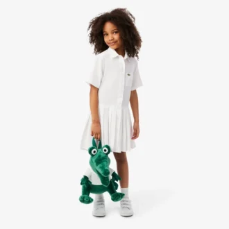 Robe chemise à plis en popeline