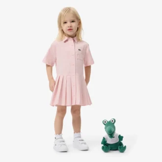 Robe chemise à plis en popeline