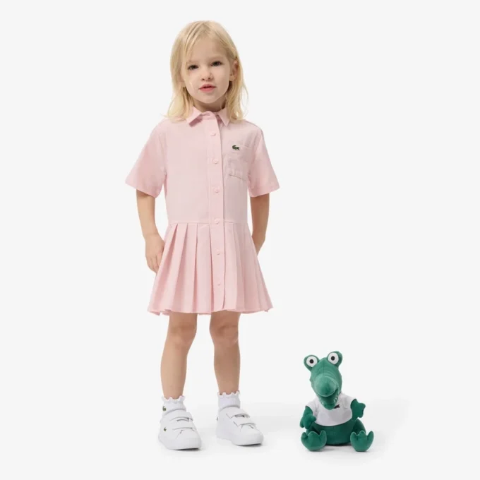 Robe chemise à plis en popeline