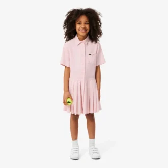 Robe chemise à plis en popeline