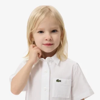 Robe chemise à plis en popeline