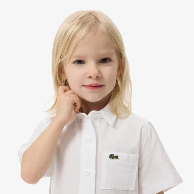 Robe chemise à plis en popeline
