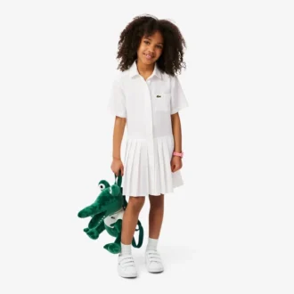 Robe chemise à plis en popeline
