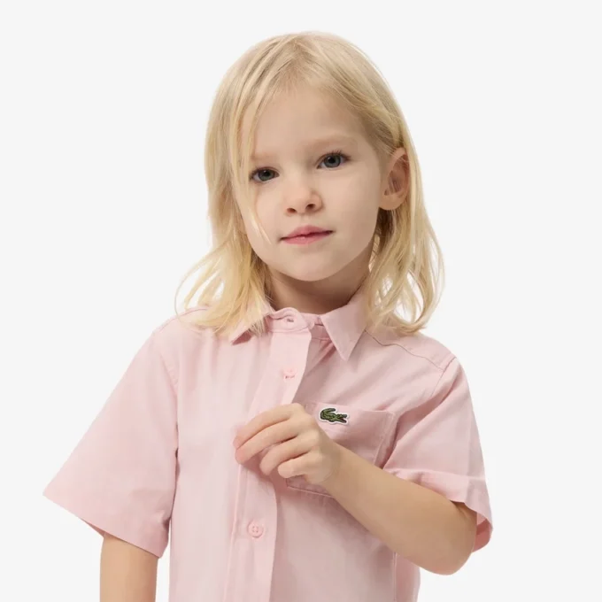 Robe chemise à plis en popeline