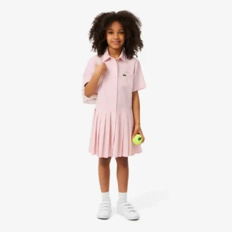 Robe chemise à plis en popeline