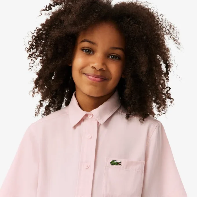 Robe chemise à plis en popeline