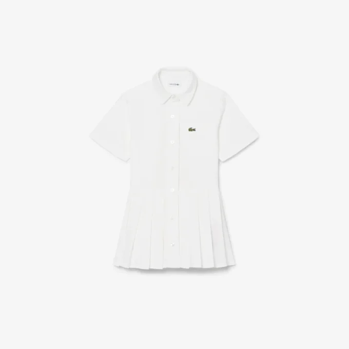 Robe chemise à plis en popeline