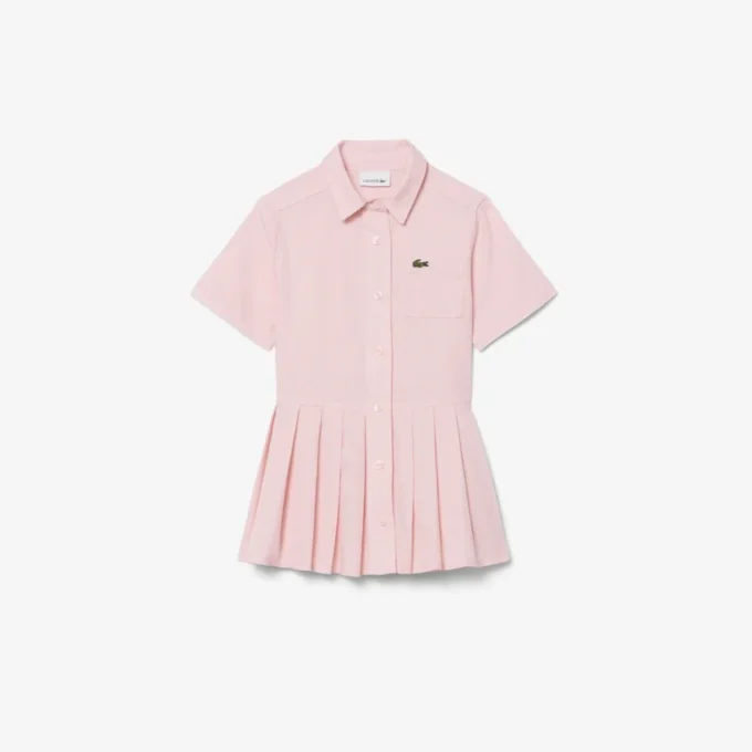 Robe chemise à plis en popeline