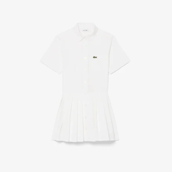 Robe chemise à plis en popeline