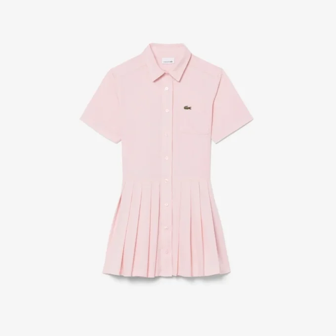Robe chemise à plis en popeline