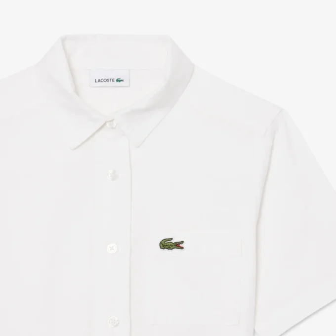 Robe chemise à plis en popeline