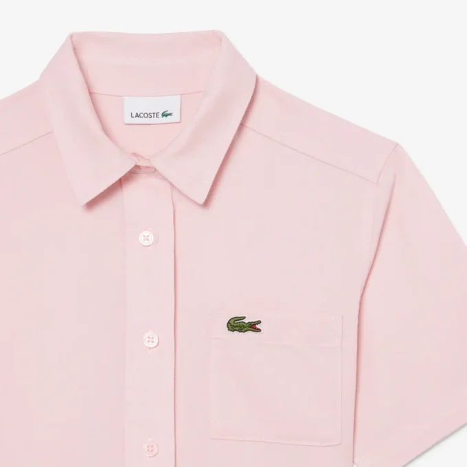 Robe chemise à plis en popeline