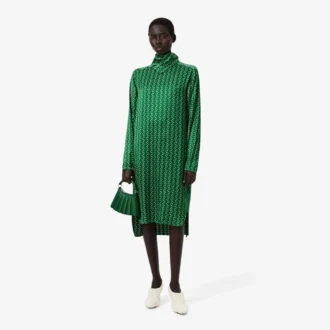 Robe à col foulard en satin imprimé Runway