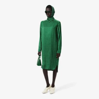 Robe à col foulard en satin imprimé Runway