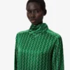 Robe à col foulard en satin imprimé Runway