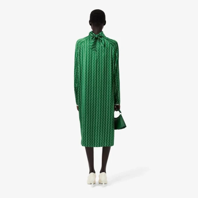 Robe à col foulard en satin imprimé Runway
