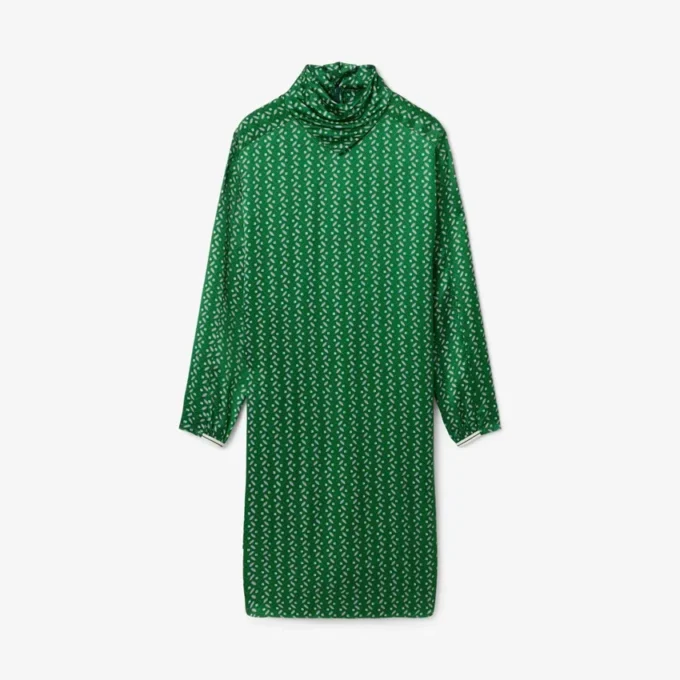 Robe à col foulard en satin imprimé Runway