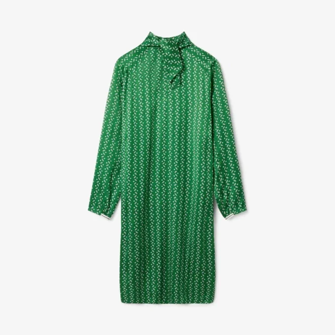 Robe à col foulard en satin imprimé Runway