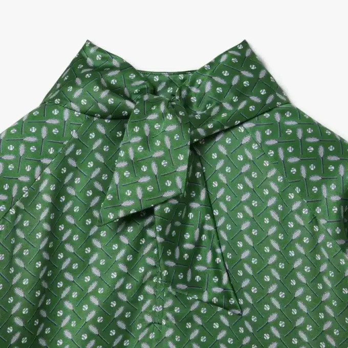 Robe à col foulard en satin imprimé Runway