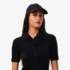 Robe à col polo en maille côtelée duveteuse pour femme