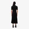 Robe à col polo en maille côtelée duveteuse pour femme